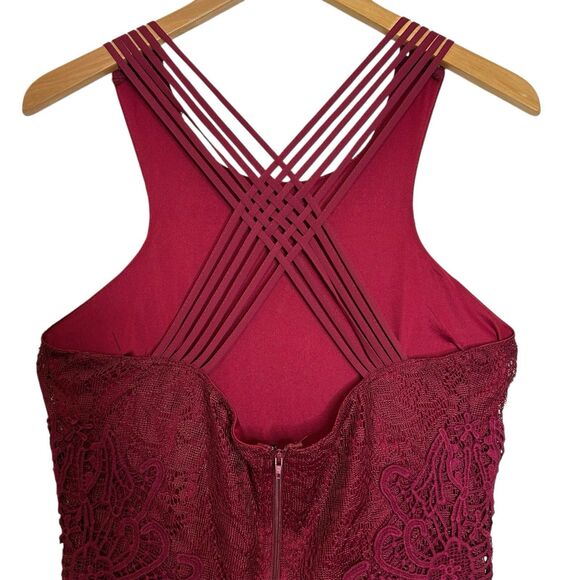 Soieblue Crimson Lace Maxi Dress Witchy Whimsigoth Gothic LARGE Sleeveless - Picture 9 of 12